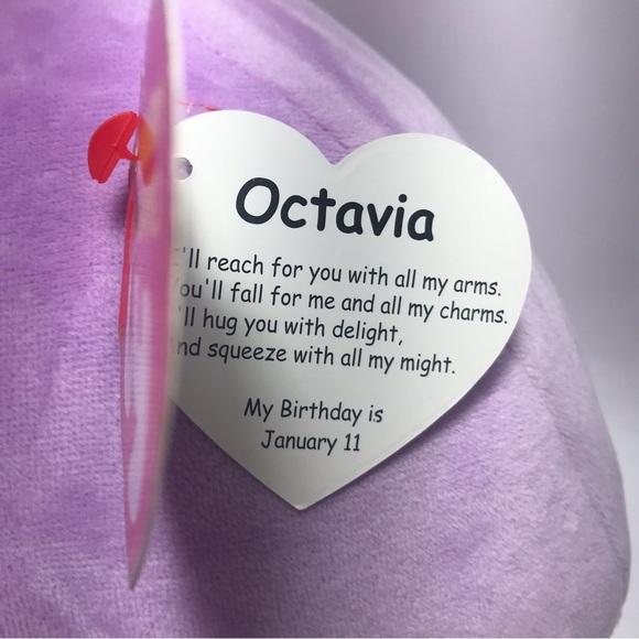 Ty Purple Plush Stuffed Animal Octavia Octopus Squishy Beanie 10" - Picture 10 of 12